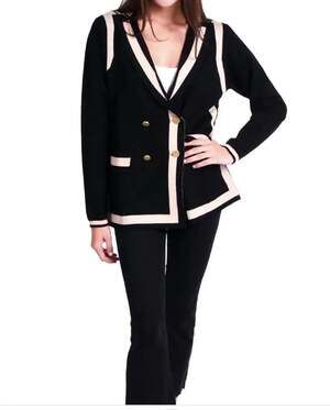 Emily McCarthy Sloane Sweater Blazer Cardigan Size Small Black Classic Work